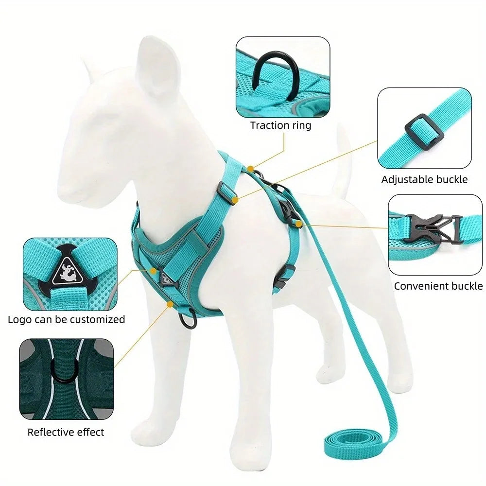 No Pull Dog Harness And Leash Set Reflective Adjustable Vest