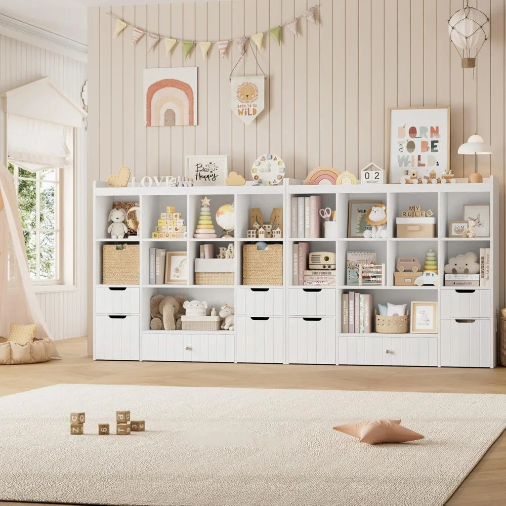 Kids Toy Storage Organizer With Bookshelf And Drawers