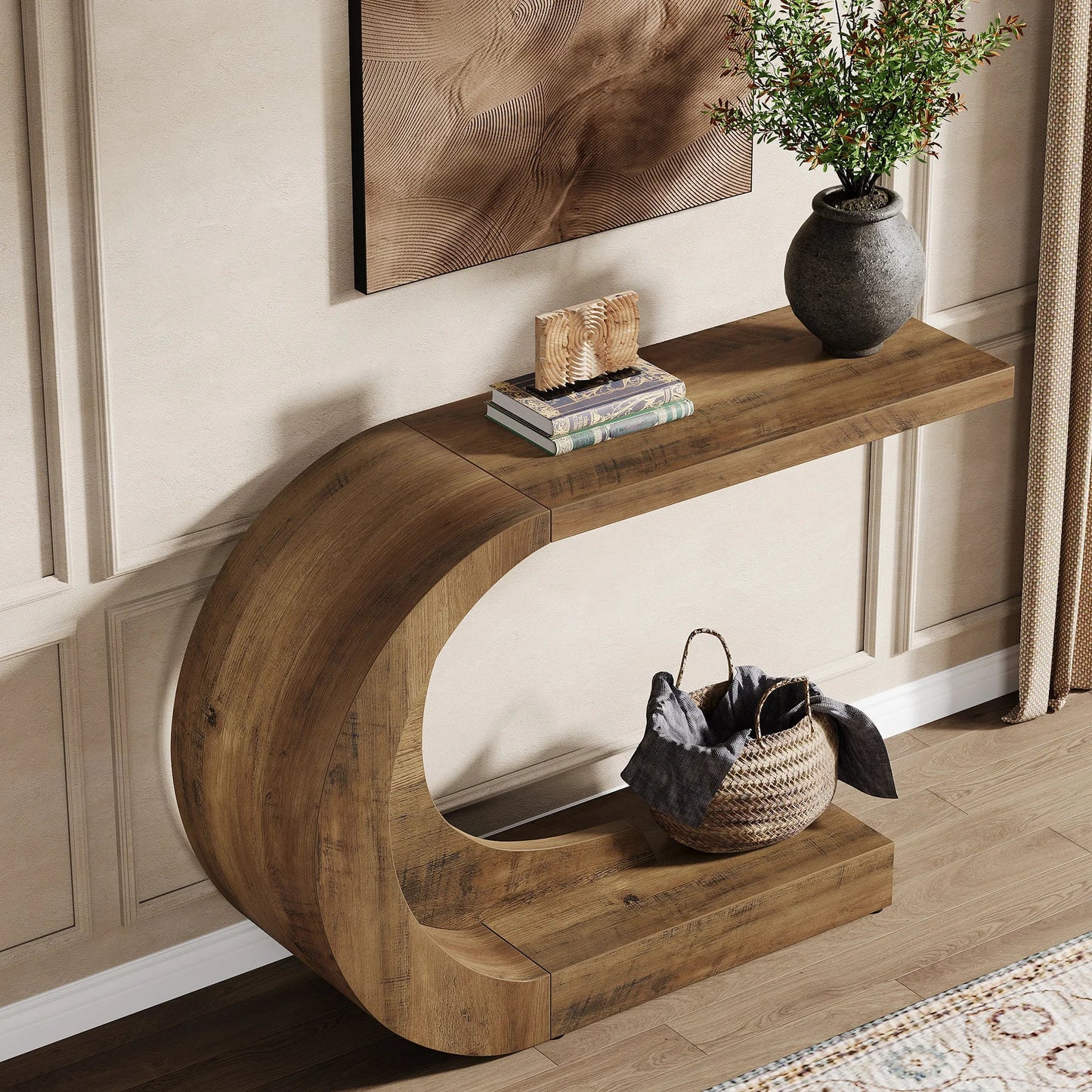Tribesigns 43.3" Mid-Century Modern Console Table for Entryway, Wood C-Shaped Hallway Entry Accent Table for Living Room The Pet & Home Store