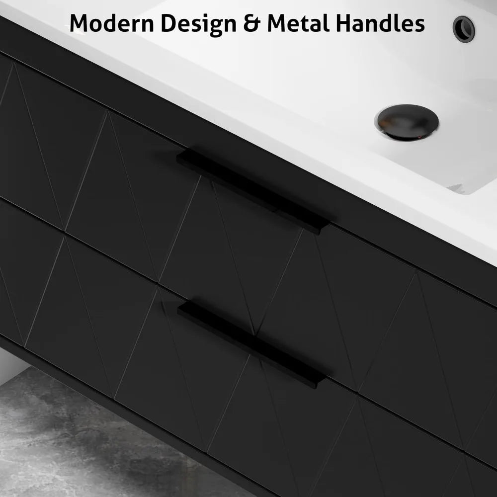 Floating Bathroom Vanity Cabinet With Sink And Soft Close Drawers