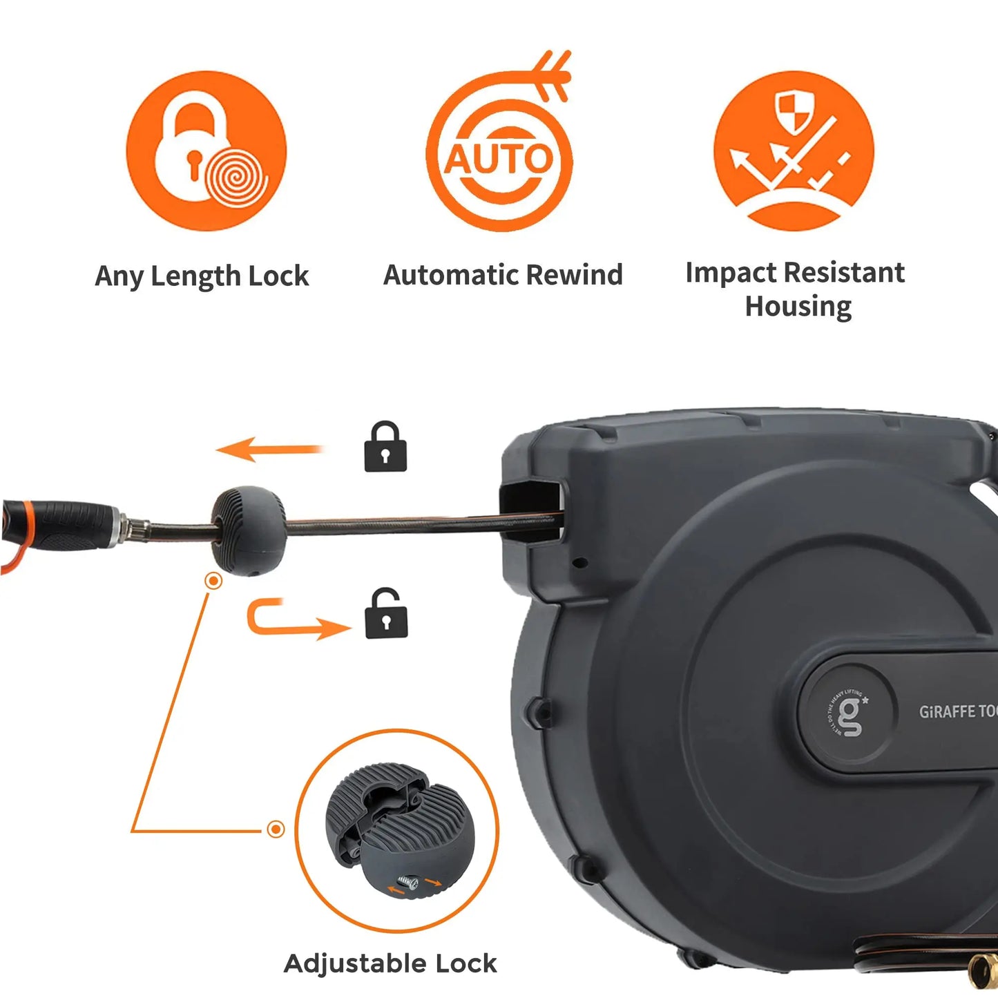 Giraffe Tools Retractable Wall Mounted Hose Reel AW505/8