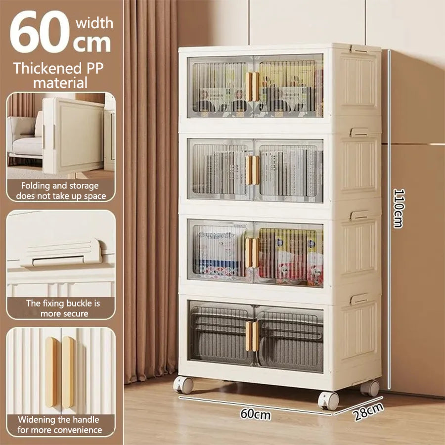 Stackable Plastic Storage Cabinet With Wheels For Easy Organization