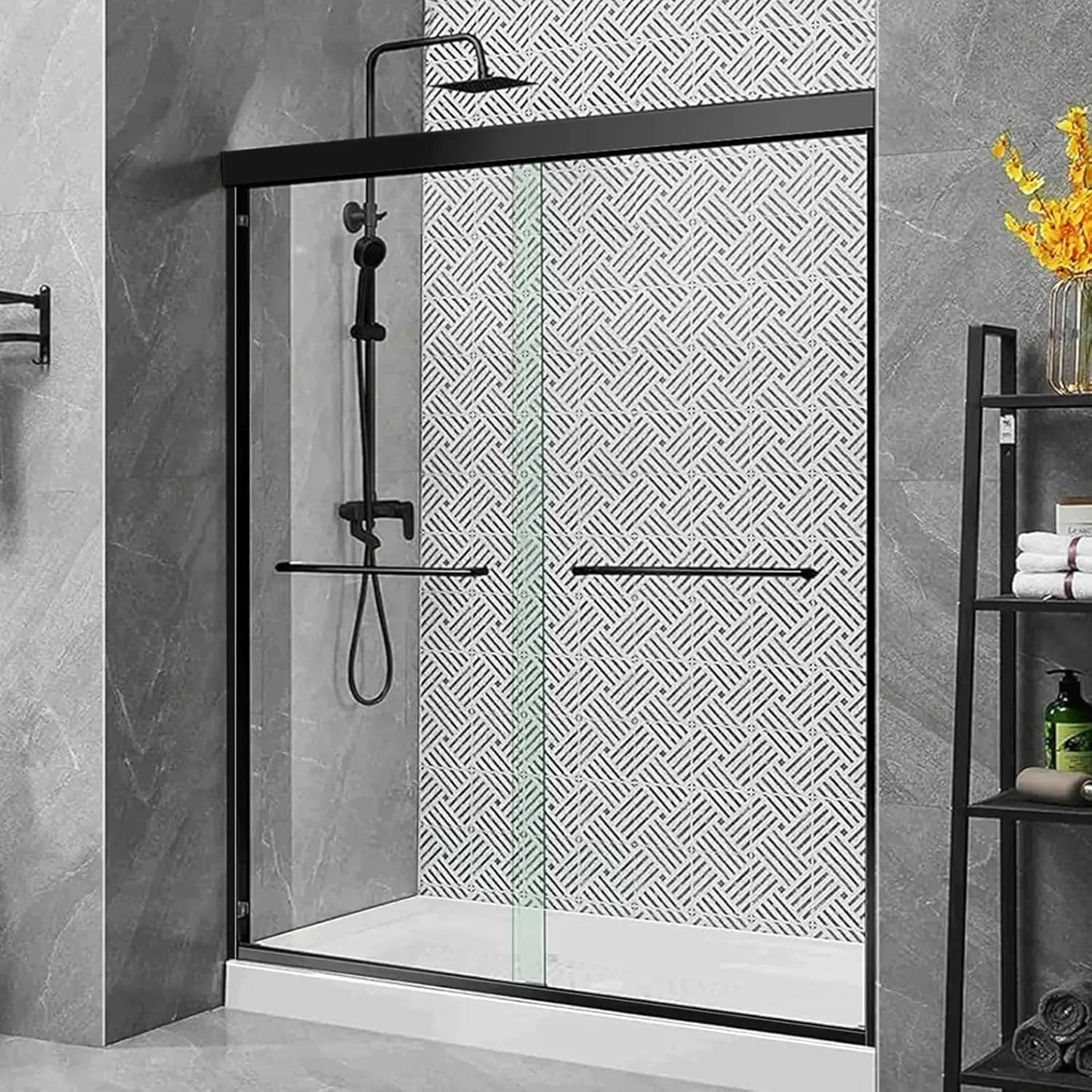 Semi Frameless Sliding Glass Shower Door With Tempered Glass