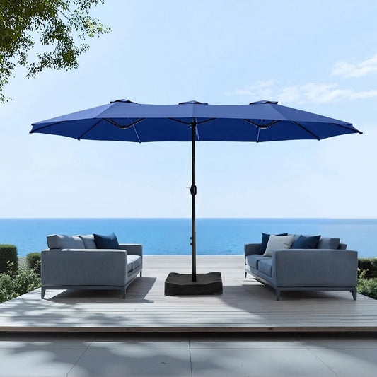 Rectangular Market Patio Umbrella Stainless Steel Frame Heavy Duty Base