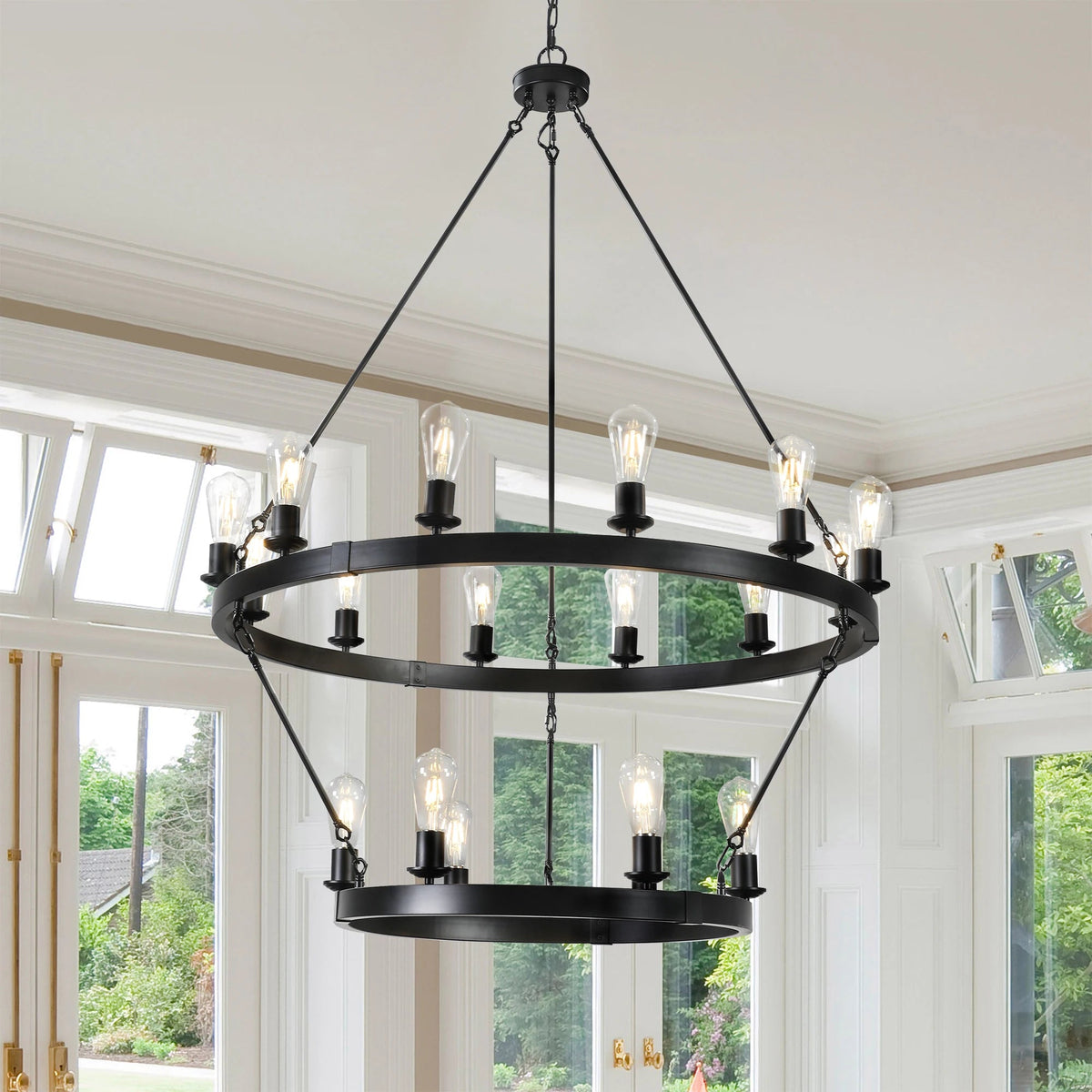 Retro style Large 2-Tier circular ceiling Ironwork chandelier The Pet & Home Store