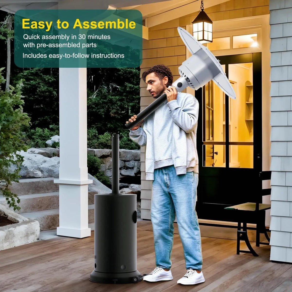 48000 BTU Propane Patio Heater Wind-Resistant  With Triple Safety Protection The Pet & Home Store