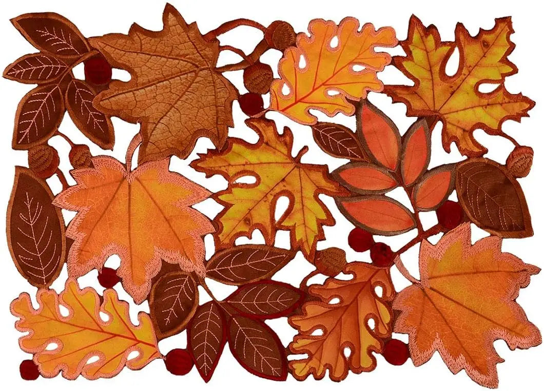 Embroidered Fall Leaves Table Runner The Pet & Home Store