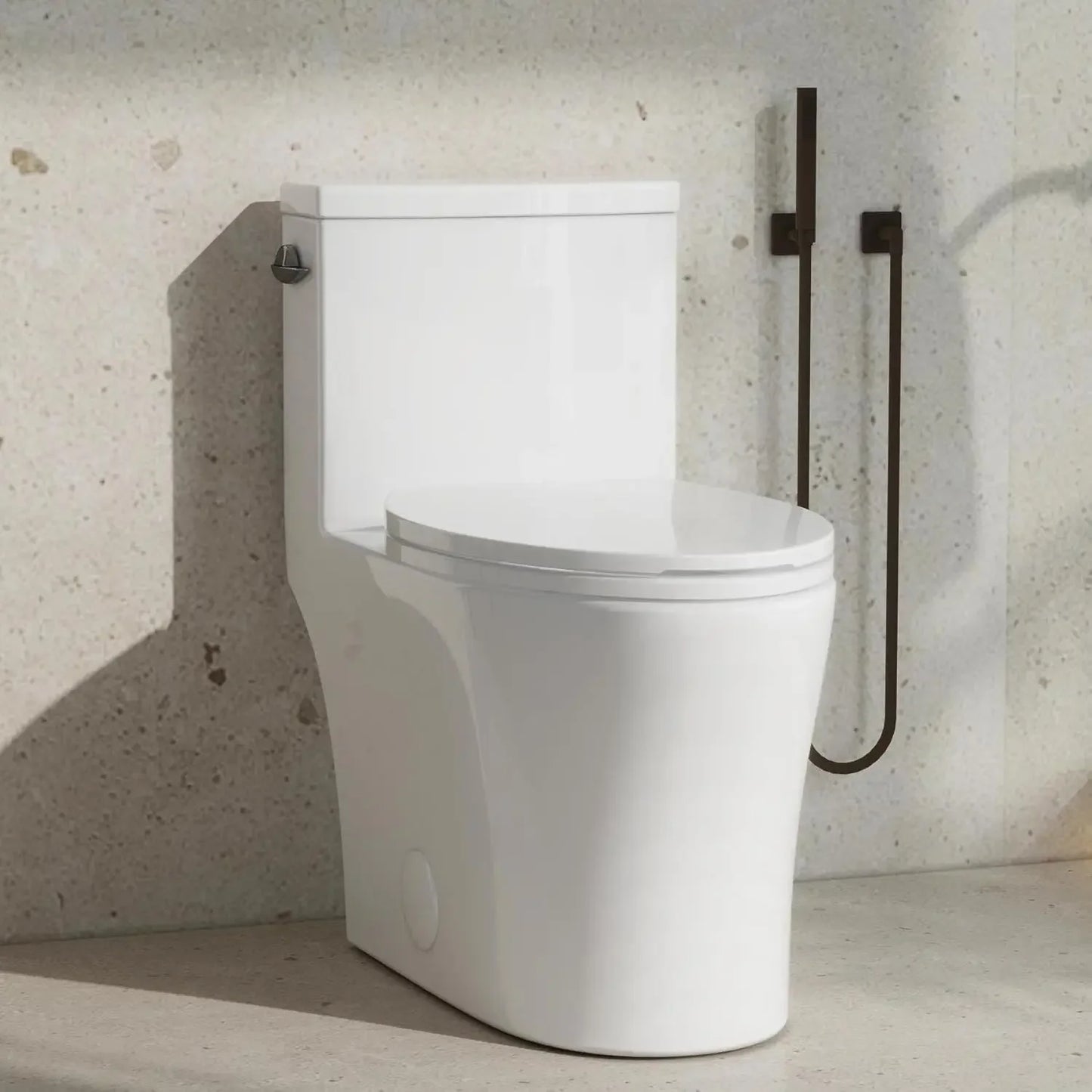 KE KING One Piece Toilet with Powerful Flush, Compact Toilet Elongated Side Lever Flush 1.28 GPF, Sleek Design, Customized