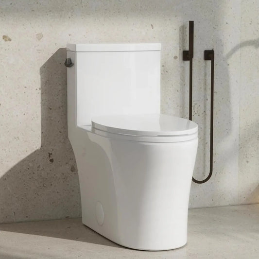 KE KING One Piece Toilet with Powerful Flush, Compact Toilet Elongated Side Lever Flush 1.28 GPF, Sleek Design, Customized