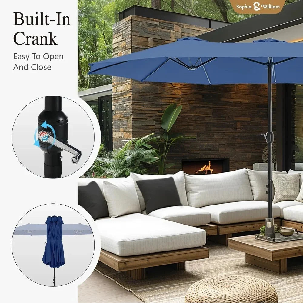 15ft Extra Large Rectangular Market Patio Umbrella,Heavy Duty,Base Included,Outdoor,Custom The Pet & Home Store