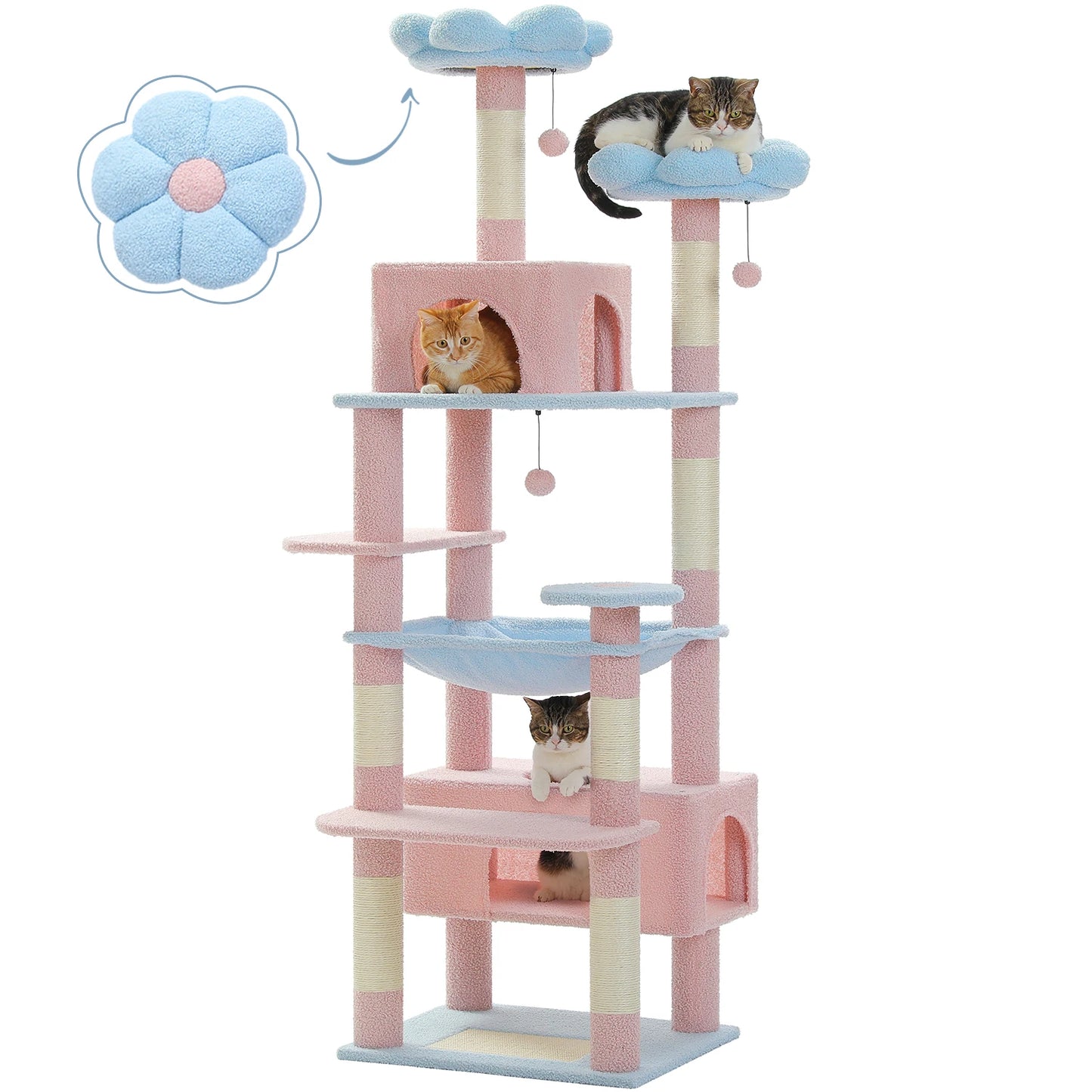 PEQULTI Multi Level Cat Tree Tower With Scratching Posts And Hammock
