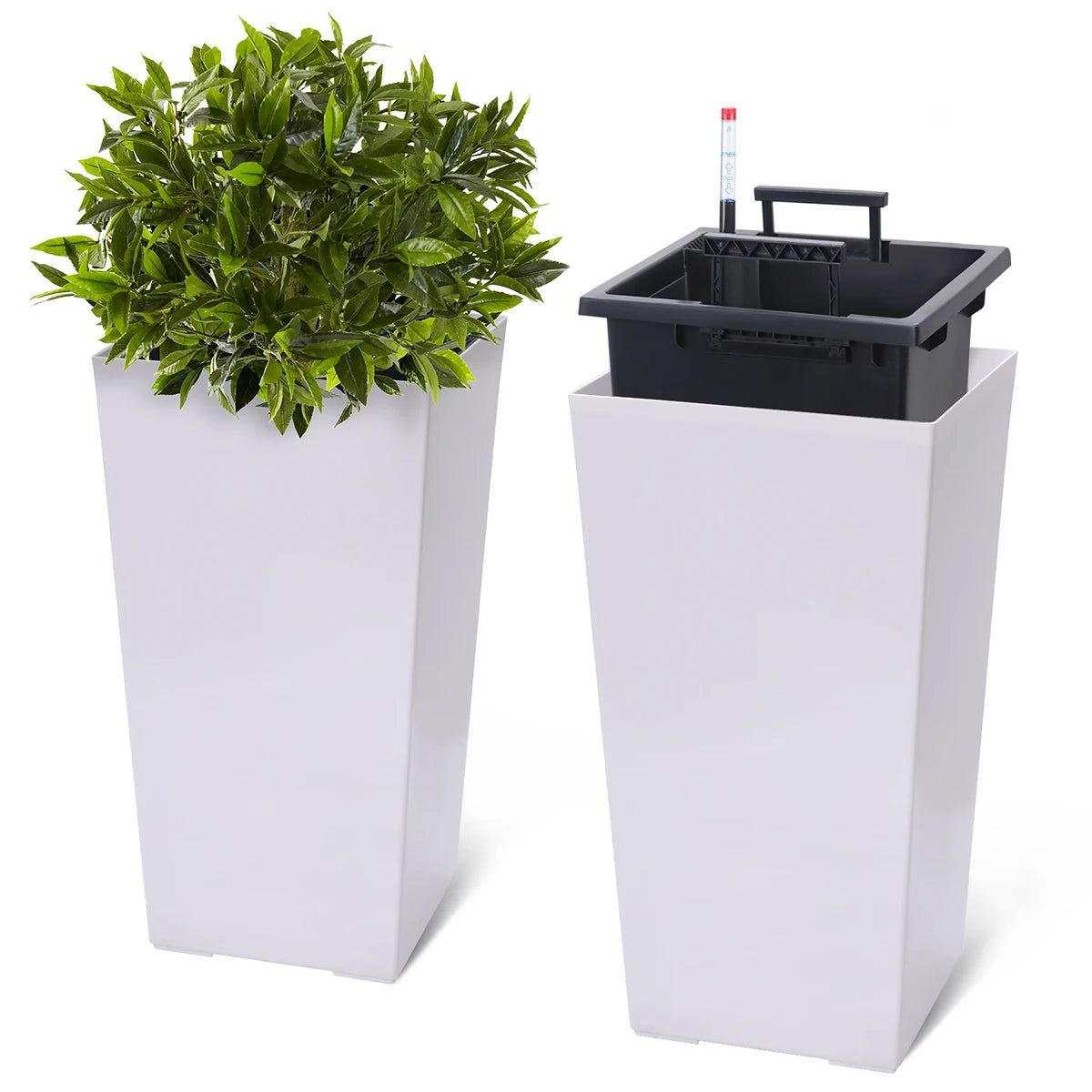TWISTER.CK Rectangular Planters Set Of 2 With Drainage Holes