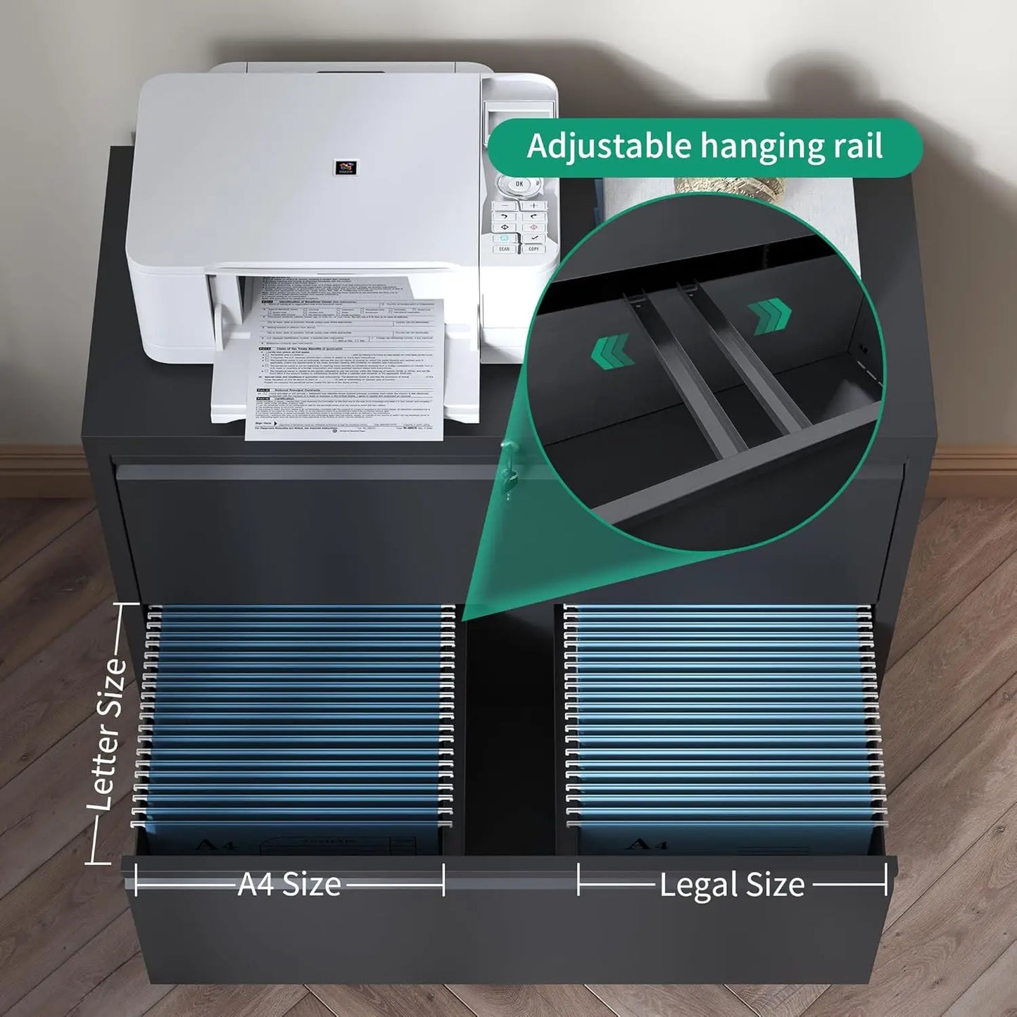 3 Drawer Lateral File Cabinet With Lock Metal Office Storage