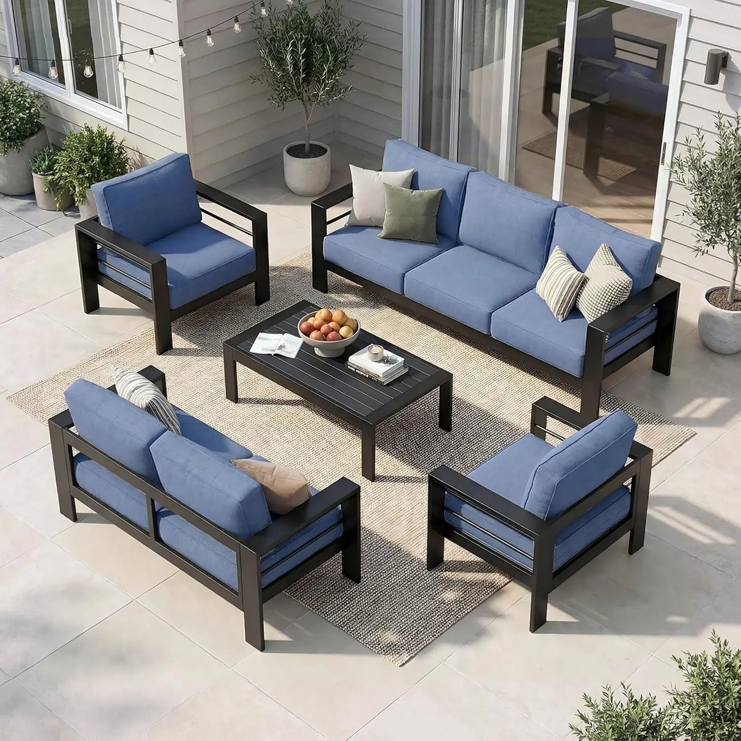 Aluminum Patio Furniture Set for All Weather, Oversized Metal Outdoor Furniture Set with 27.5" Deep Seating, Customized