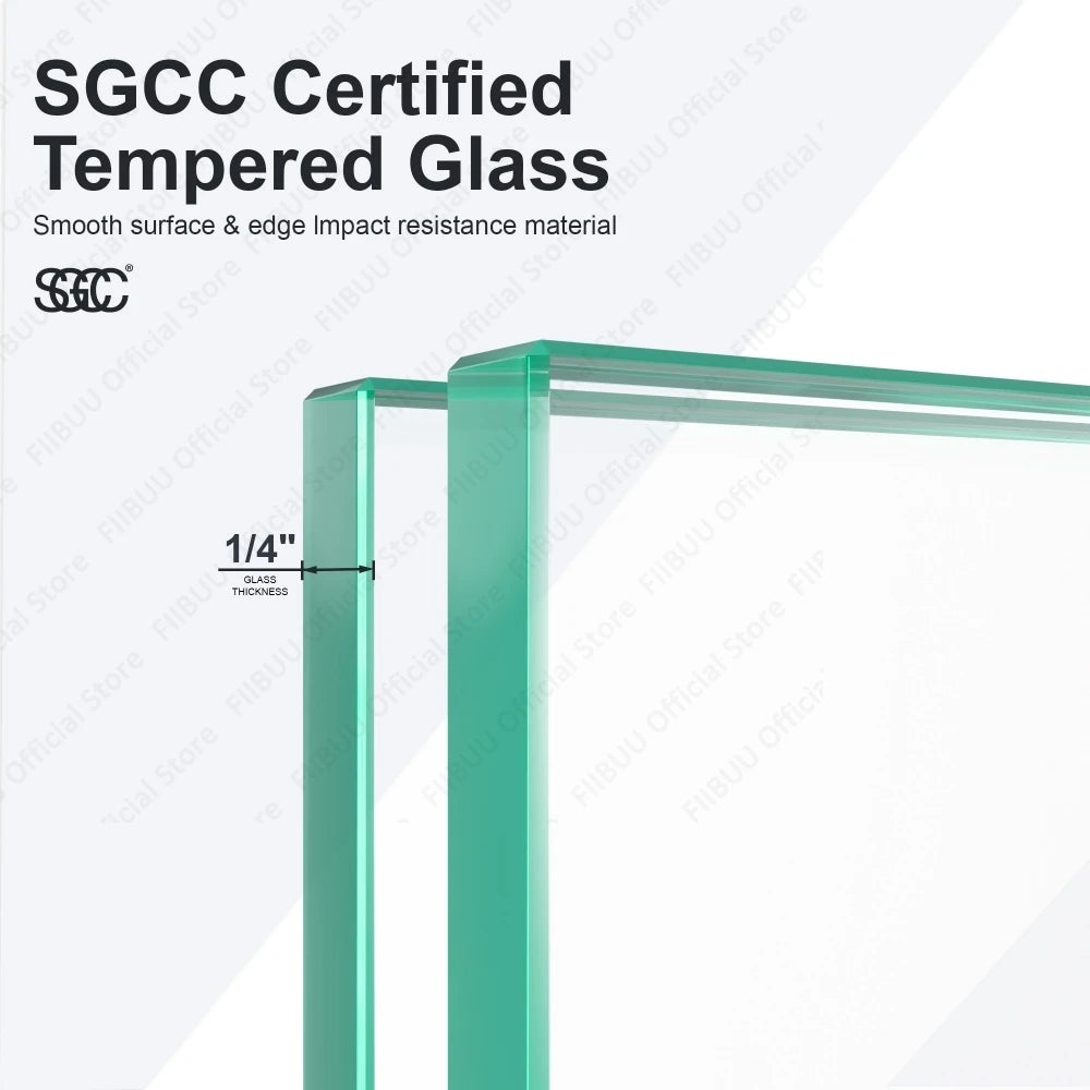 Double Sliding Bypass Sliding Shower Door with Tempered Glass Smooth Rollers Waterproof for Bathroom Semi-Frameless Enclosure