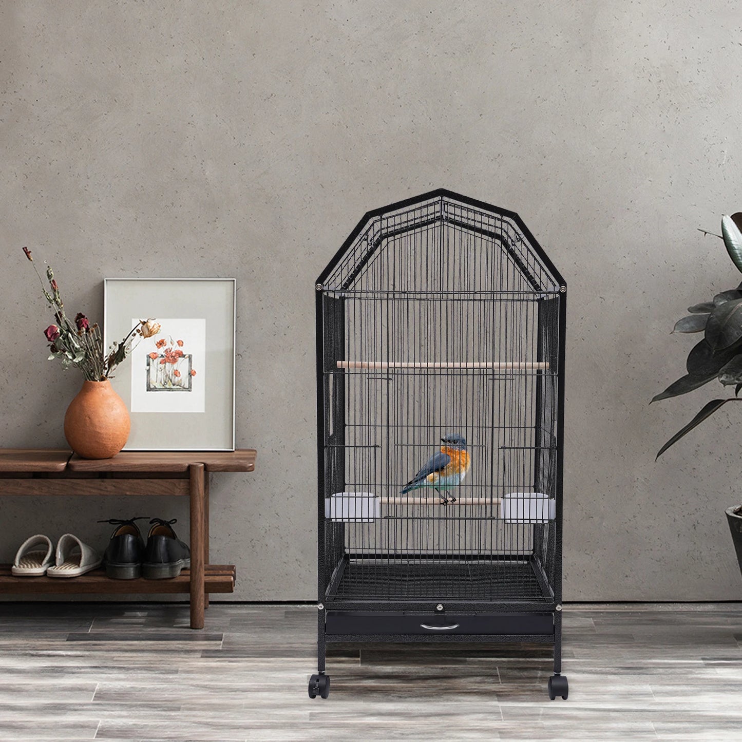 Bird Cage With 360 Degree Observation For Parakeets And Lovebirds