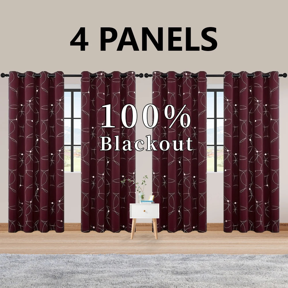 Blackout Curtains Grommet Thermal Insulated Room Darkening 4 Pack