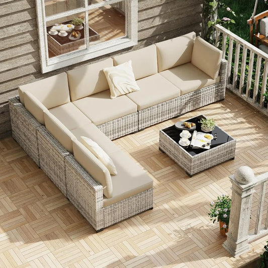 All Weather PE Rattan Modular Sectional Patio Set For Outdoors