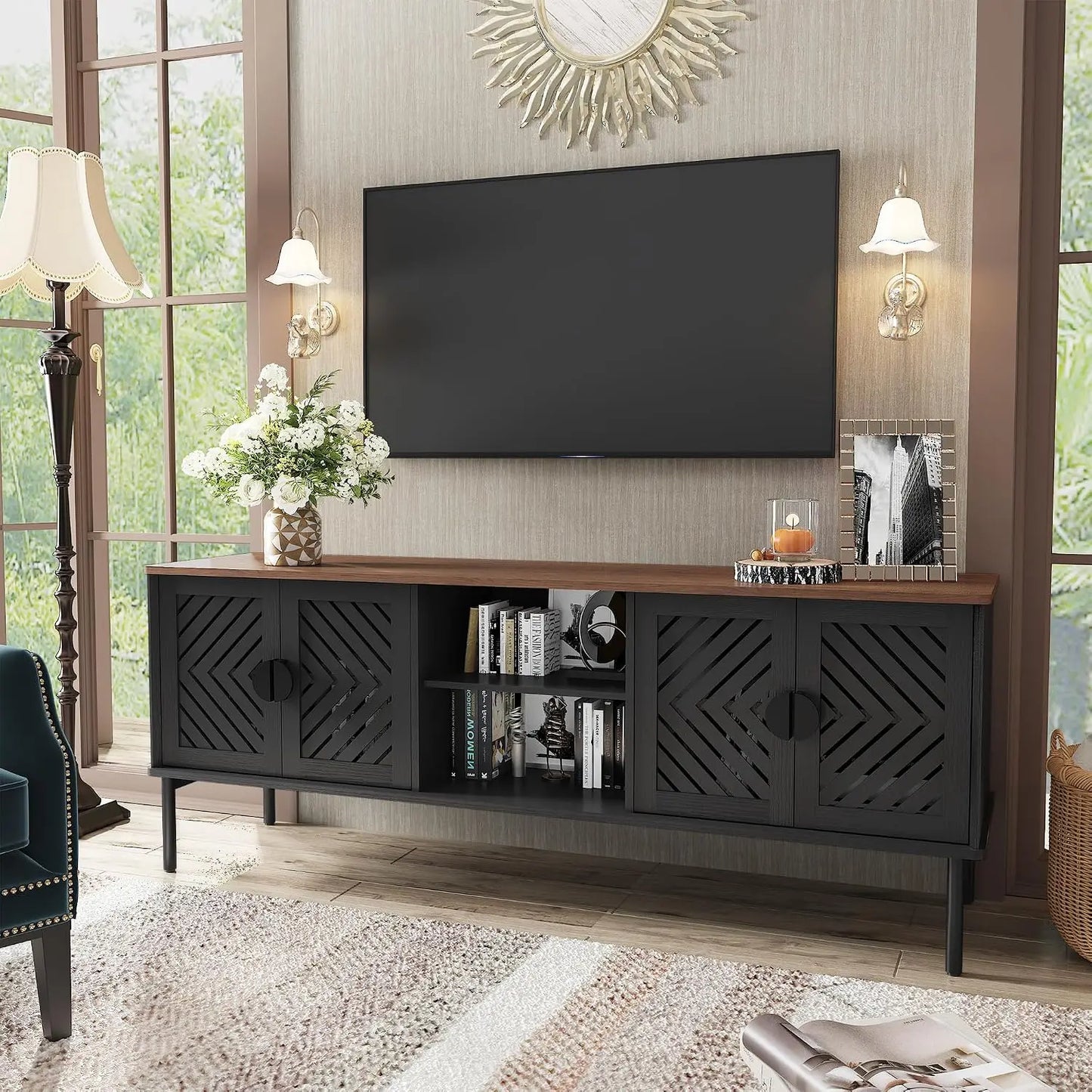 Modern Long TV Stand,Storage For 55-70 Inch TV,Living Room,63 Inch, Custom