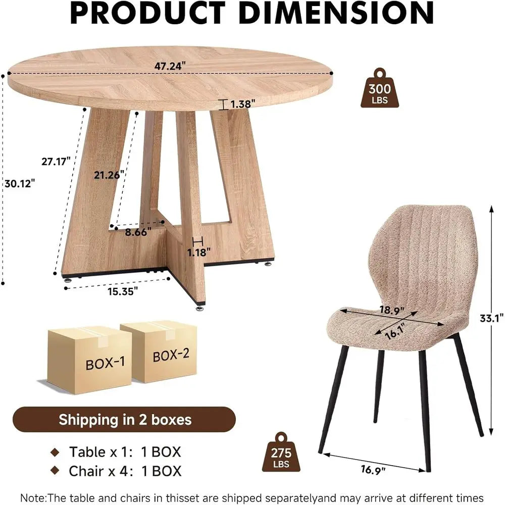 RBXC Five Piece Round Dining Room Table Set With Four Chairs The Pet & Home Store