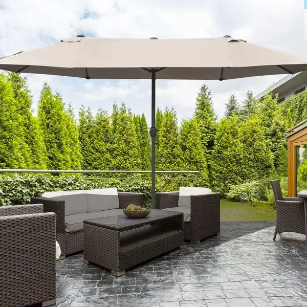 Outsunny Double Sided Patio Umbrella With Base And Crank