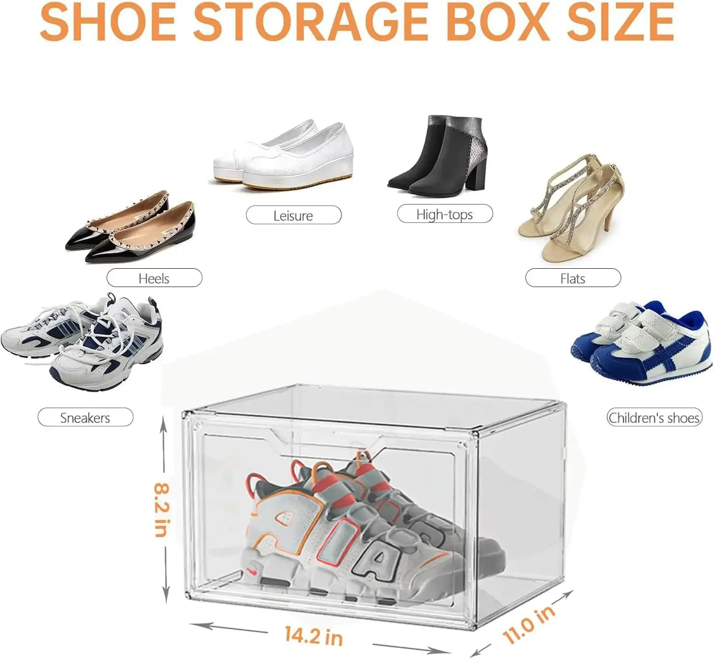 Magnetic Acrylic Clear Shoe Boxes 360 Degree Stackable Sneaker Display