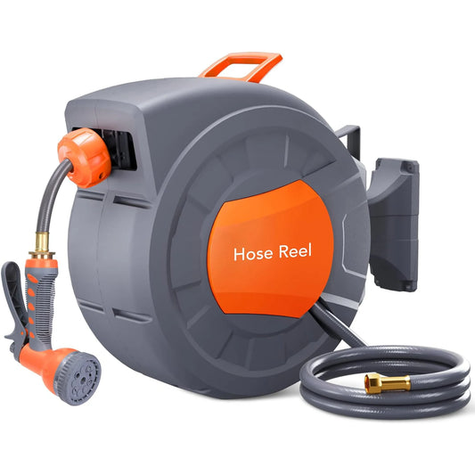 Twister.CK Retractable Garden Hose Reel With 9 Function Sprayer Nozzle