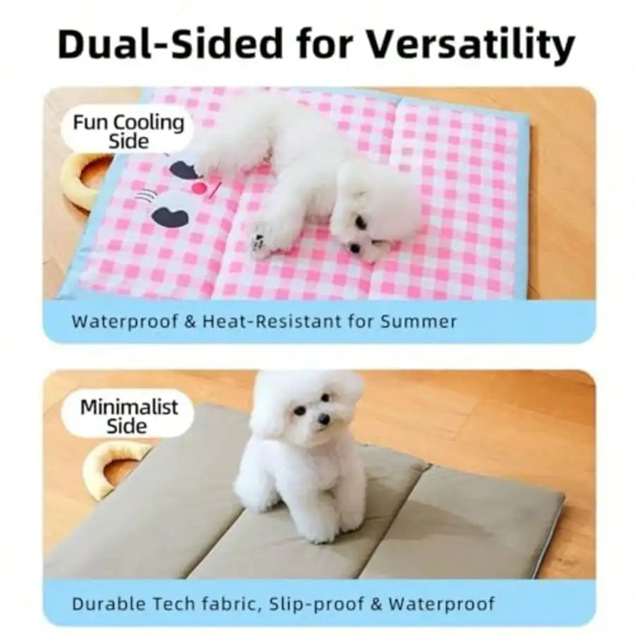 Dog Cooling Mat For Summer - Reversible Pet Cooling Pad With Waterproof Layer Soft Gel-Infused Cool Bed For Puppies, Kittens, Small Medium Dogs & Cats Indoor Outdoor Use (15"*18.9"*0.8")Size S