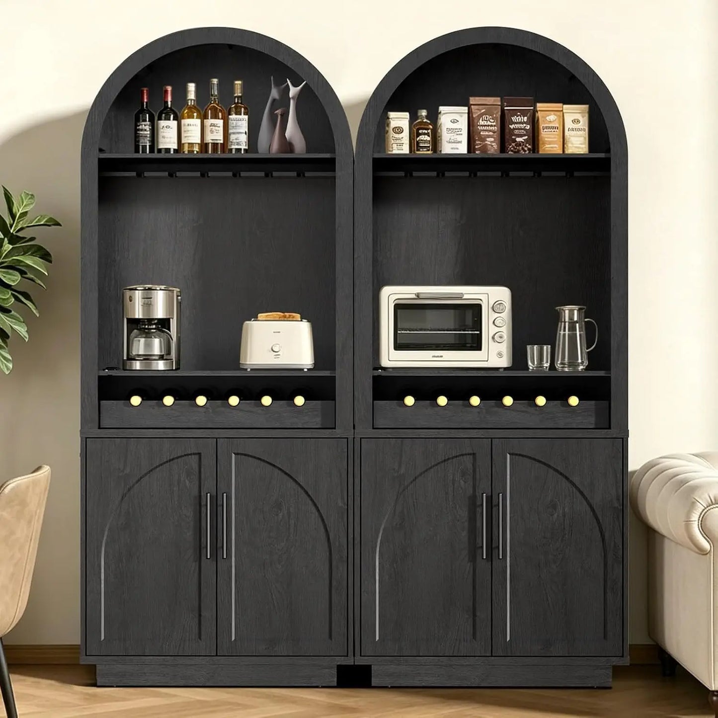 Buffet Cabinet With Glass Doors Modern Arched Sideboard