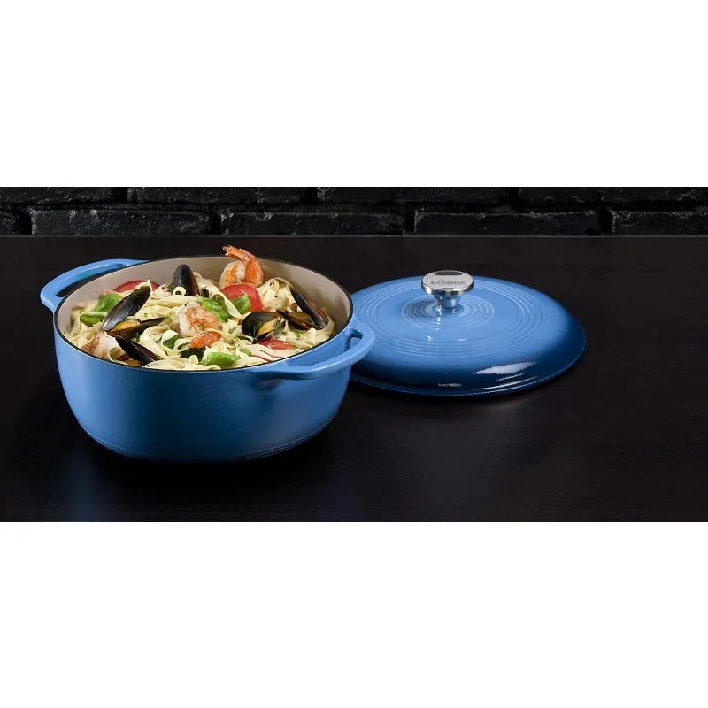 Lodge Enameled Cast Iron Dutch Oven Lid Oven Safe 500F