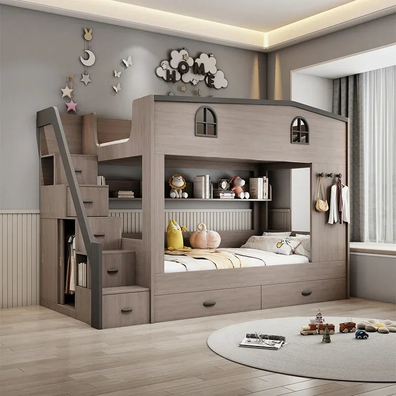 MDNG Bunk Bed With Drawers And Staircase Loft For Kids