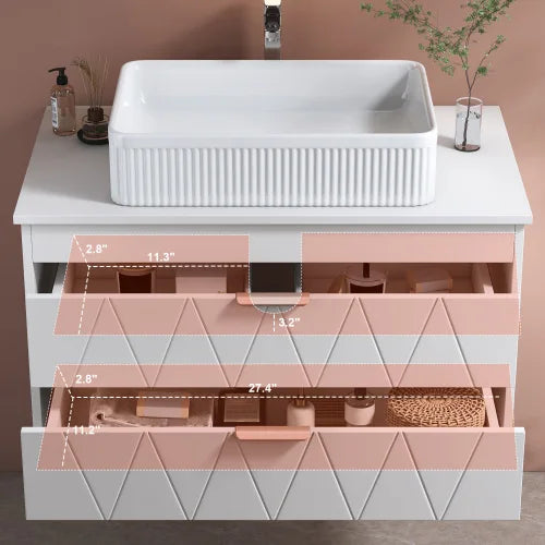 31.5" Modern Single Bathroom Vanity with Ceramic Vessel Sink and Wide Storage Cabinet The Pet & Home Store