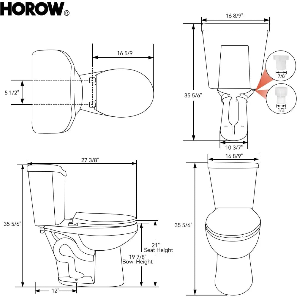 Dual-Flush Two-Piece Toilet With Comfortable Seat And Performance