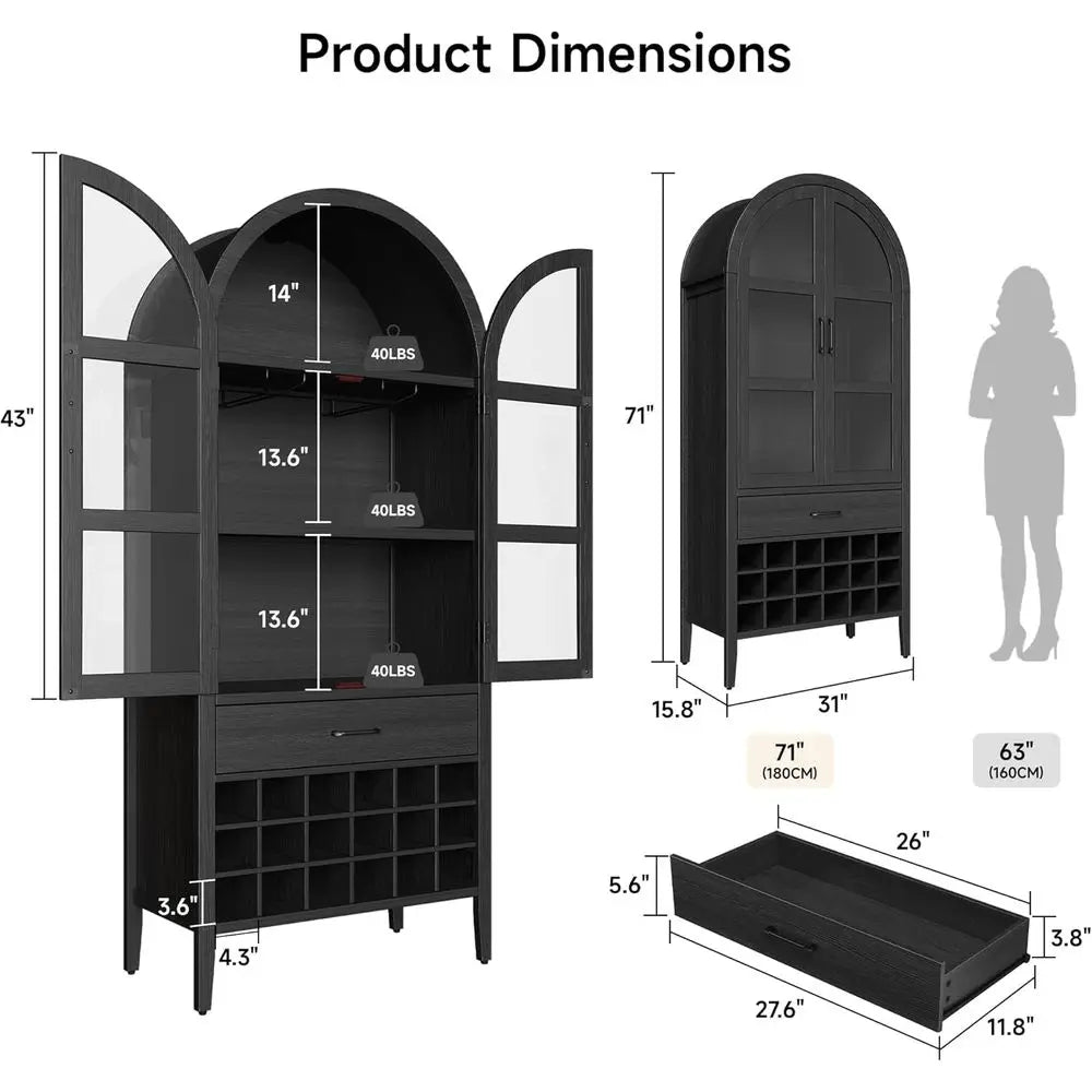 Elegant Arched Wine Bar Cabinet With Storage Shelves The Pet & Home Store