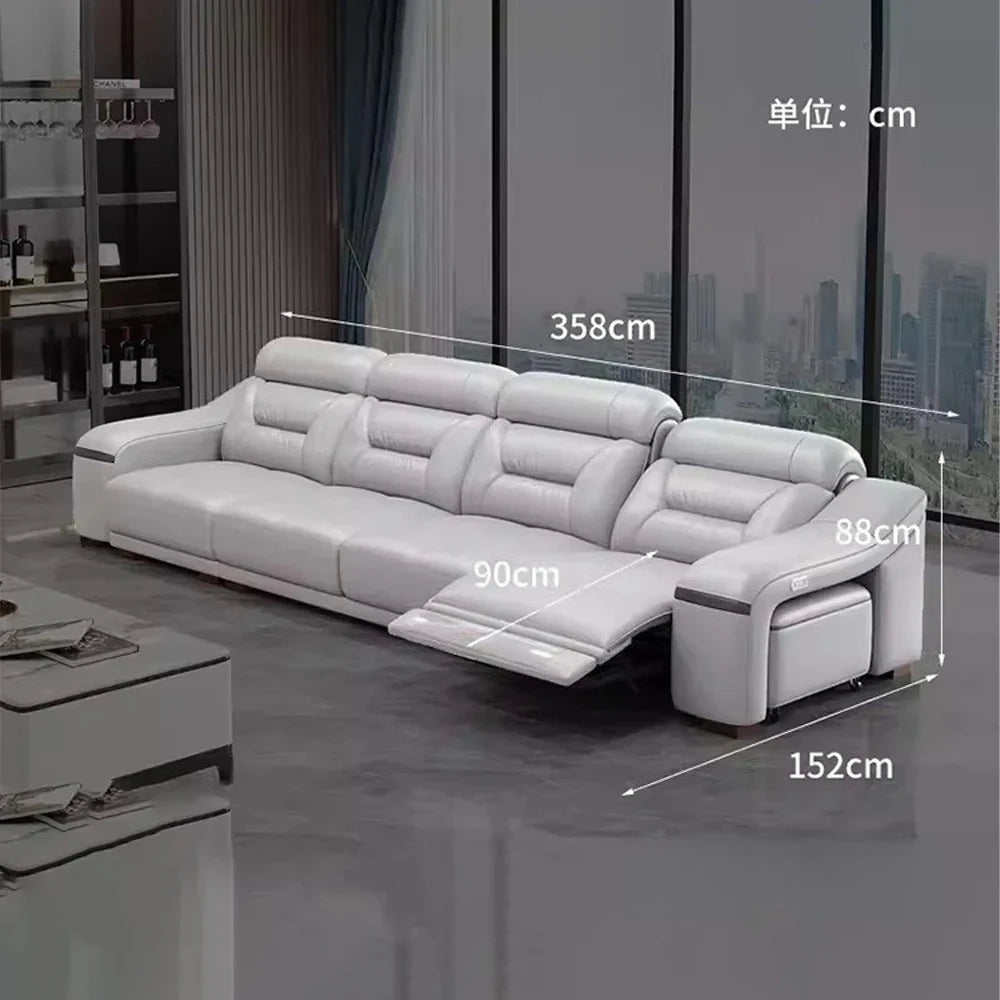 MINGDIBAO Genuine Leather Power Recliner Sofa Set With Stool