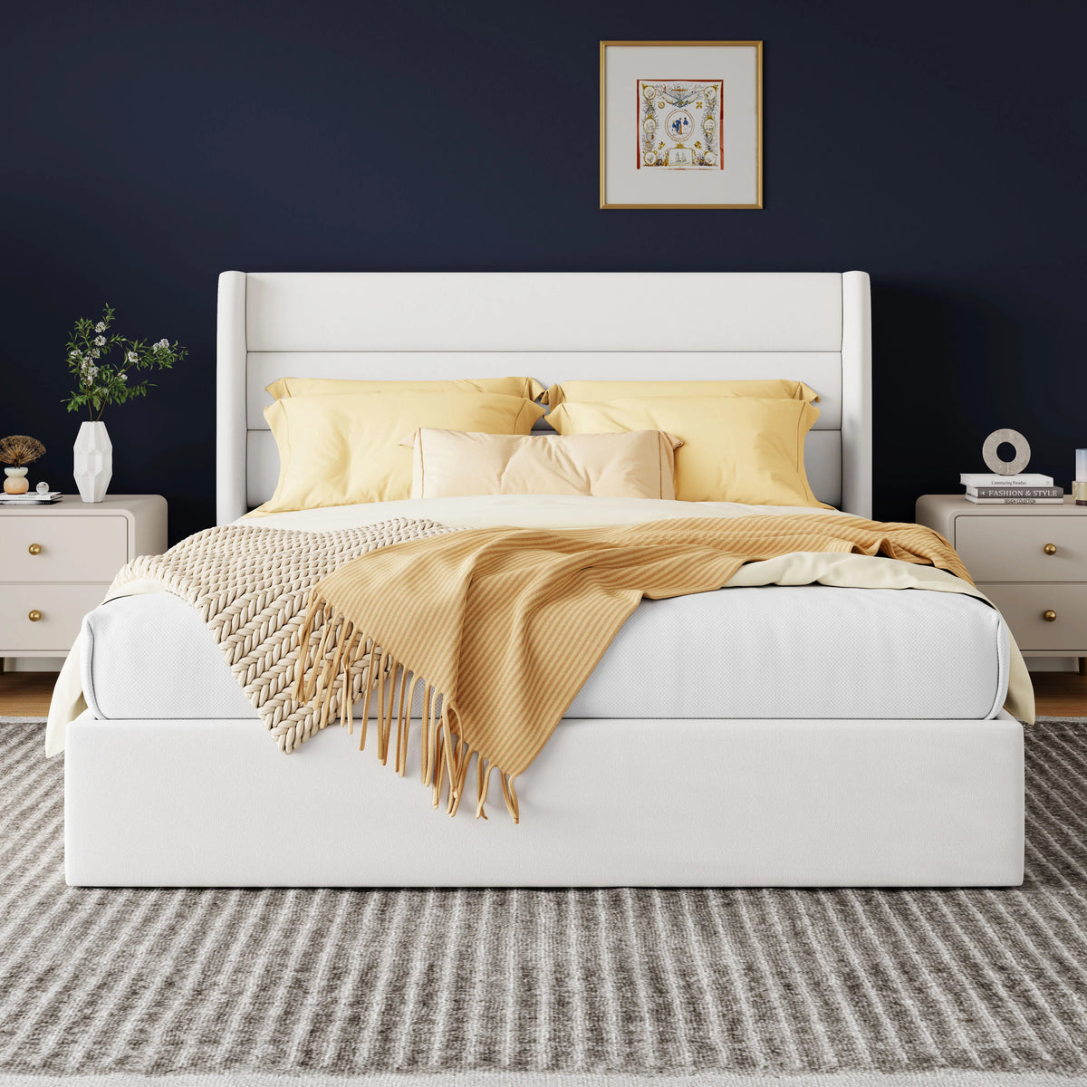 Lift Up Storage Bed with Wingback Headboard | Several Sizes, Colors The Pet & Home Store