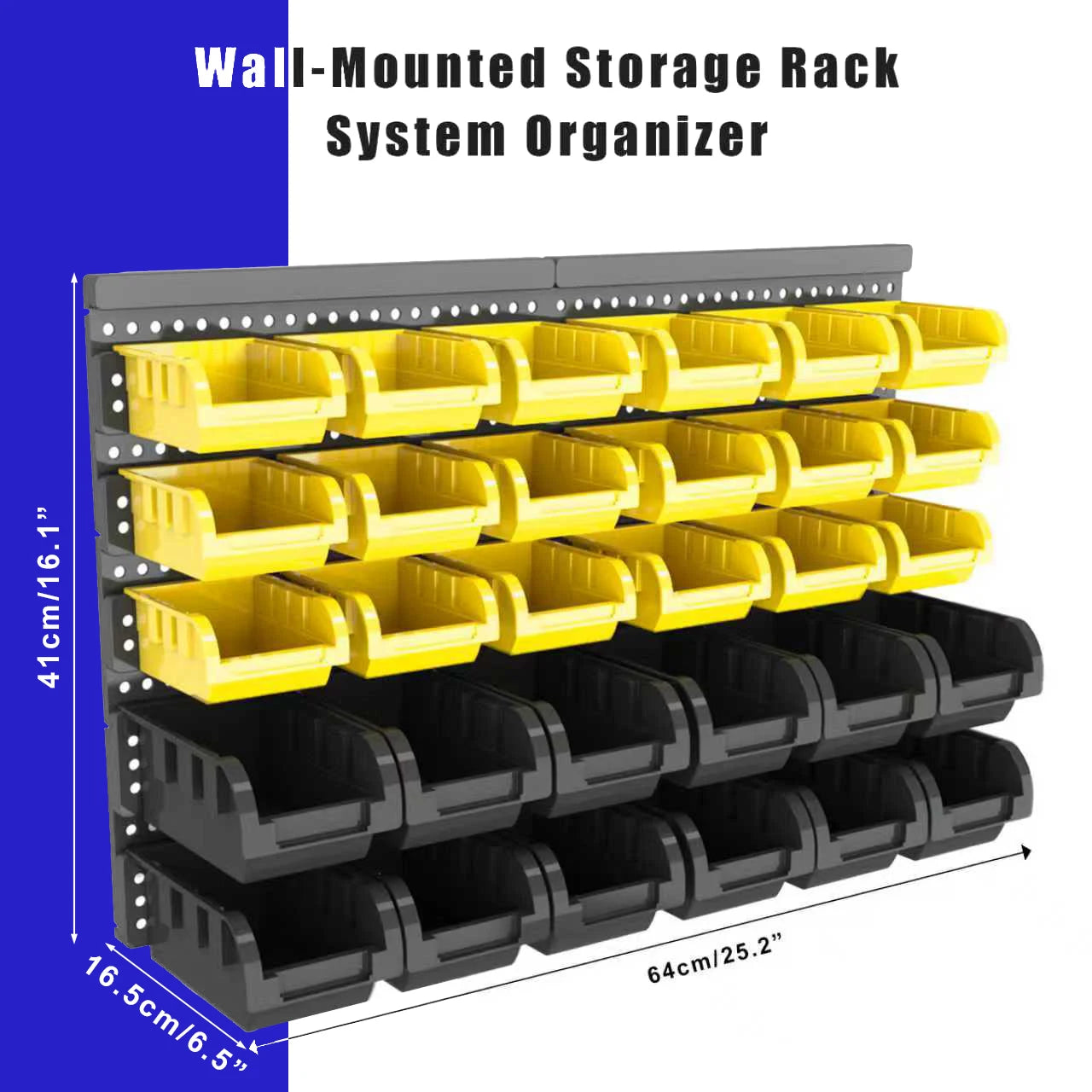Wall Mounted Storage Bins Set For Garage Organization