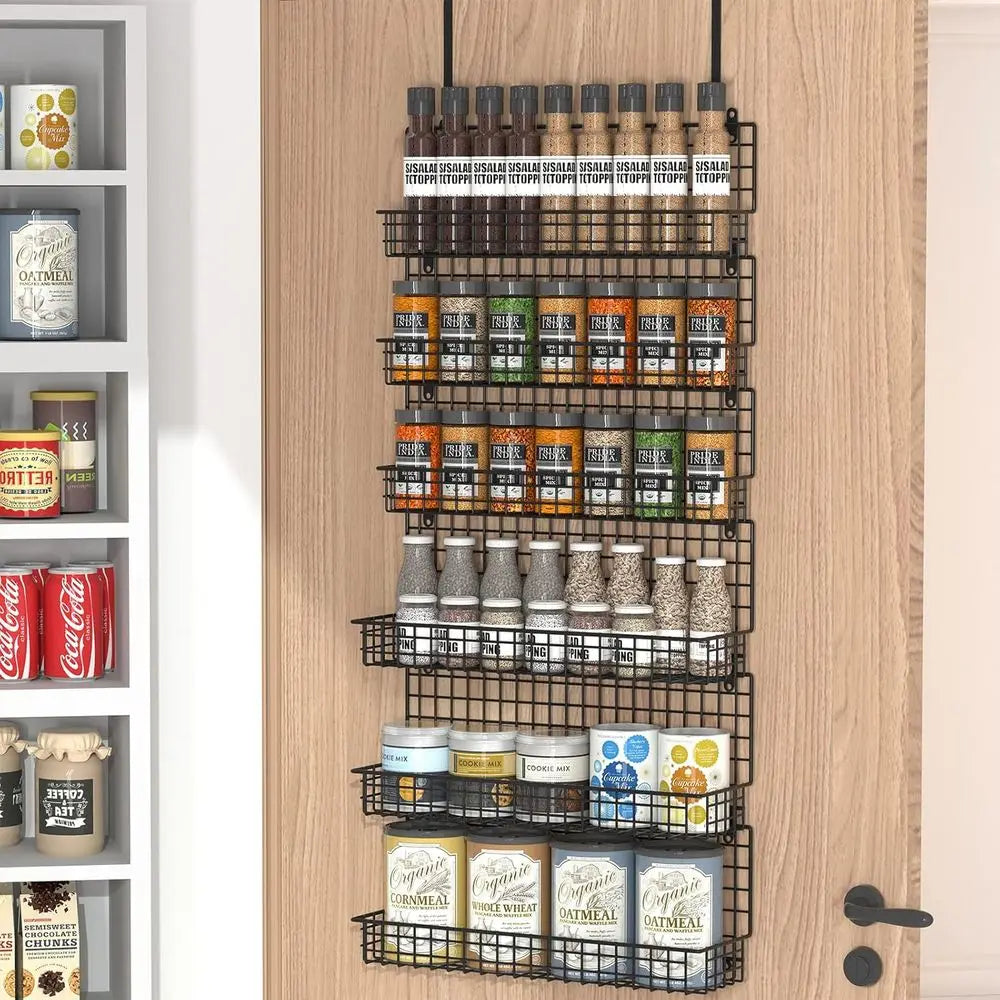 6-Tier Spice Rack Organizer with Door Hook, Wall Mounted & Over the Door Spice Racks or Kitchen Pantry Door Cabinet, Two Size, L The Pet & Home Store