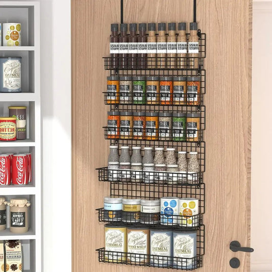 6-Tier Spice Rack Organizer with Door Hook, Wall Mounted & Over the Door Spice Racks or Kitchen Pantry Door Cabinet, Two Size, L The Pet & Home Store