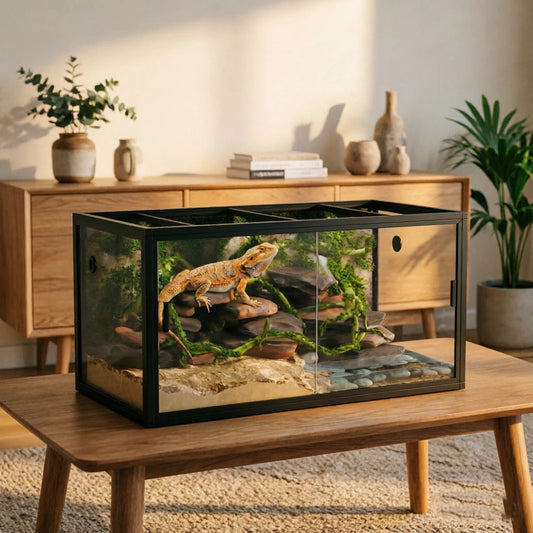 120 Gallon Reptile Terrarium, Bearded Dragon Tank 4ft x 2ft x 2ft, Reptile Enclosure with Sliding Glass Doors & Screen Ventilation Top for Lizard, Chameleon, Snake,Snake Enclosure with Easy Assembly The Pet & Home Store