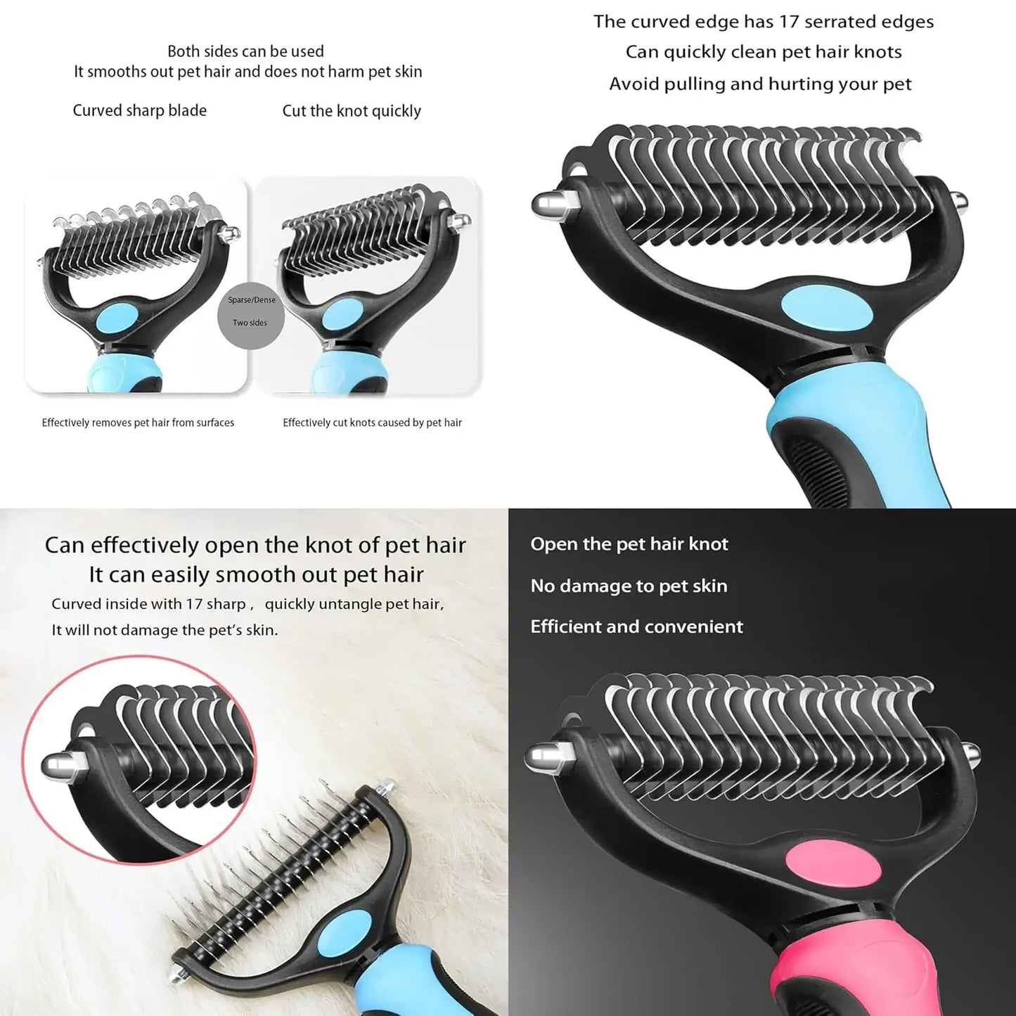 Double Sided Stainless Steel Hair Grooming Comb Cats Dogs