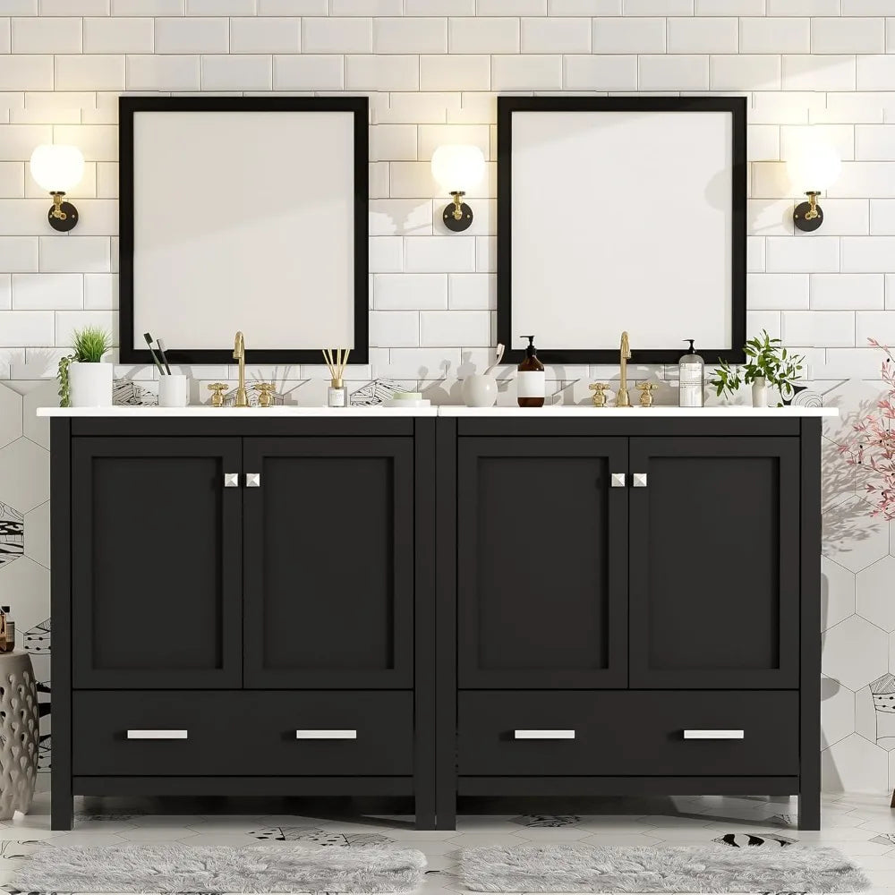 RBXC Solid Wood Double Sink Bathroom Vanity Cabinet With Storage The Pet & Home Store