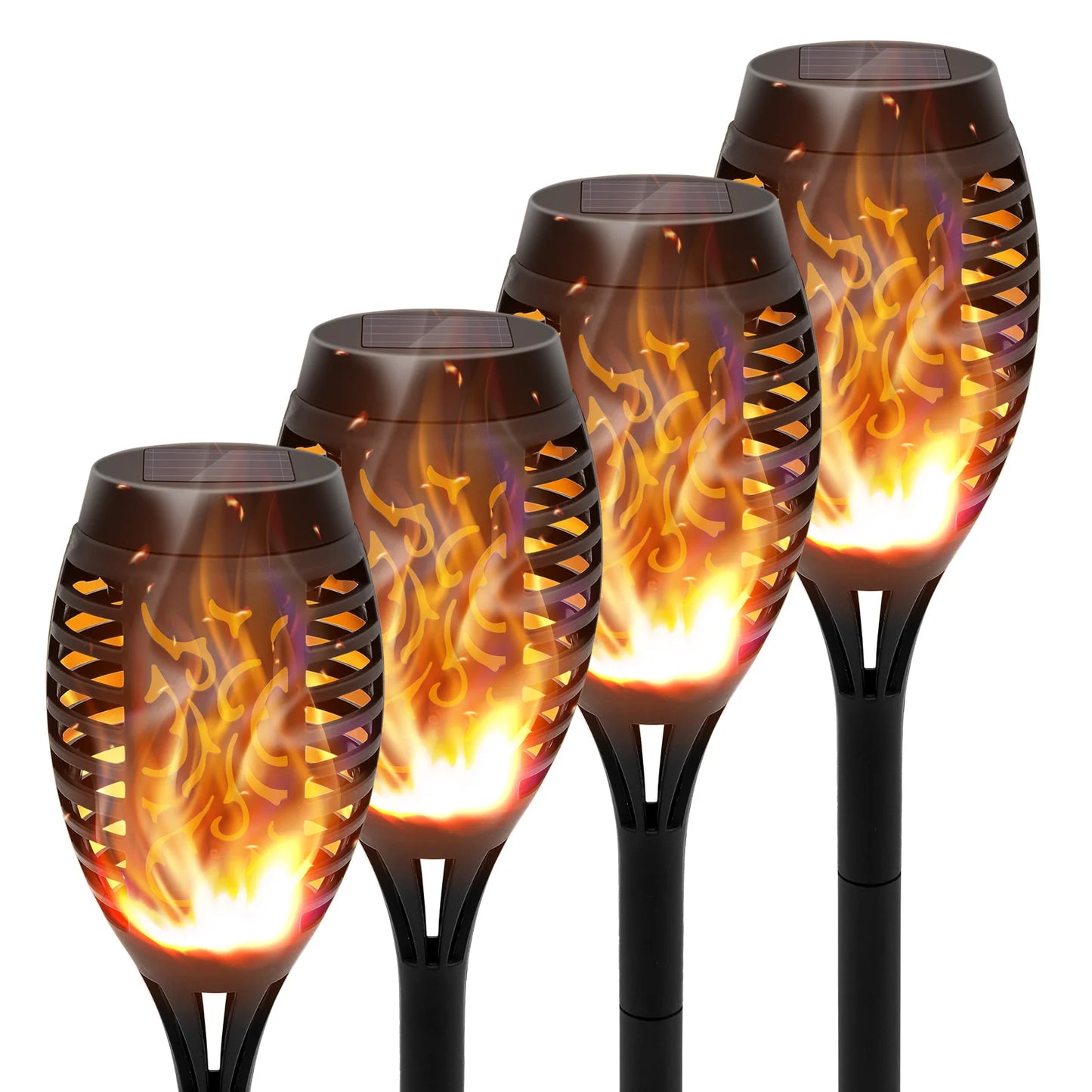 Solar Torch Lights With Flickering Flame Waterproof Outdoor Garden Path