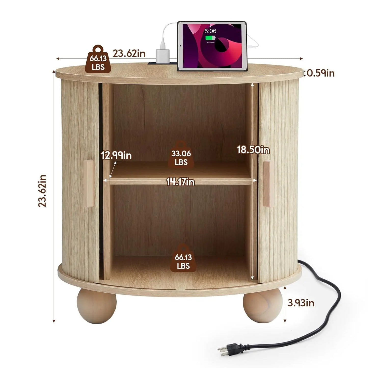 33.5" Lift-Top Coffee & 24" End Table Set 3-Piece Storage Living Room Furniture Natural Customized