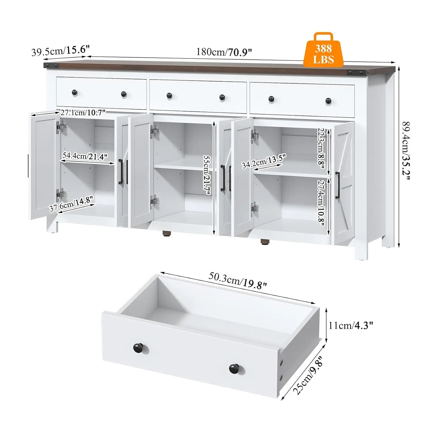 Sideboard Buffet Cabinet With Storage Modern Farmhouse Coffee Bar