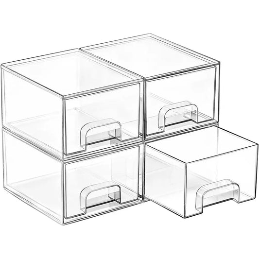 Small Clear Stackable Storage Drawers, Acrylic Bathroom Makeup Organizer, Plastic Storage Bins or Vanity, Undersink, Kitchen Cab