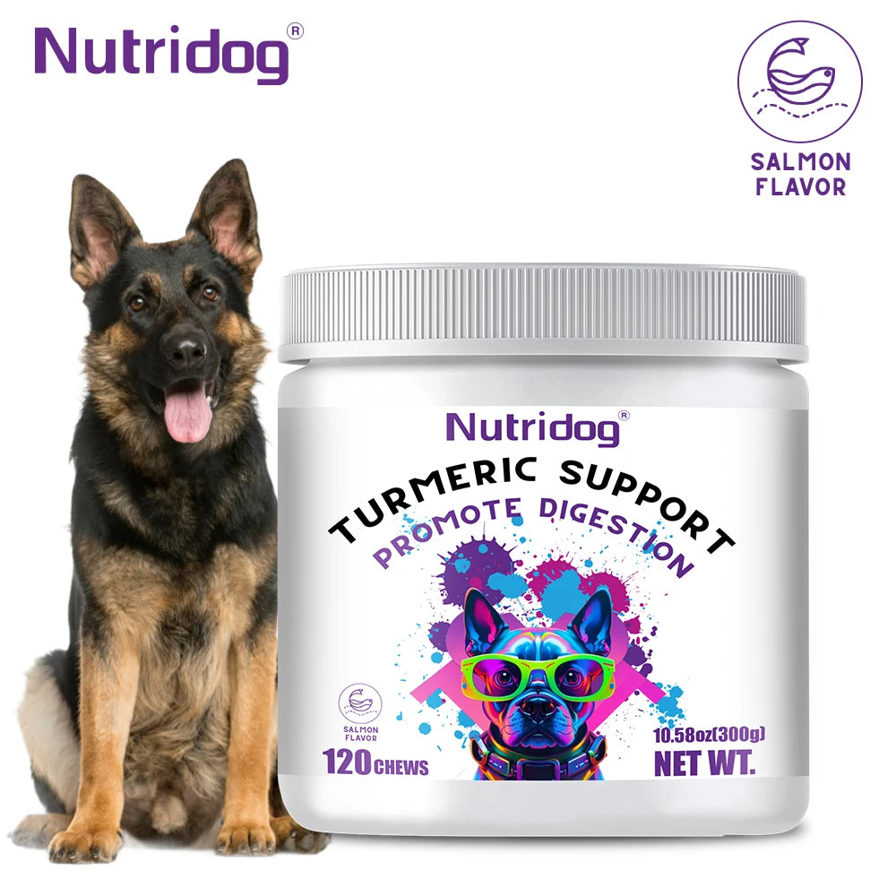 Nutridog Turmeric Dog Chews Anti Inflammatory Joint Support Glucosamine