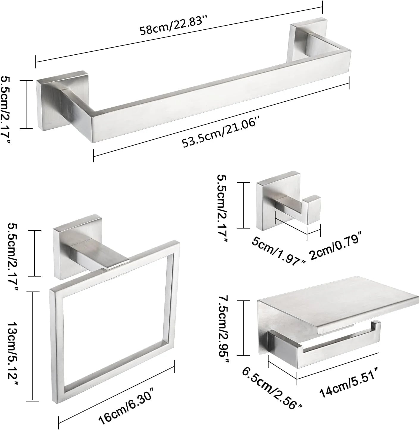DQOK Brushed Stainless Bathroom Hardware Set With Accessories