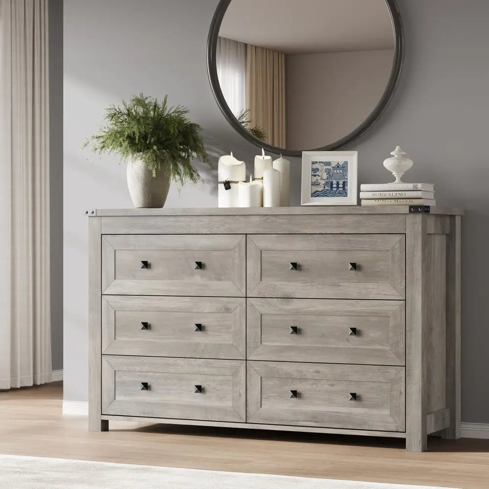 5 Drawer Dresser for Bedroom, 15 D x 23.7 W x 40.4 H in Modern Chest of Drawers, Wood Storage Dresser with Handleless Drawers f