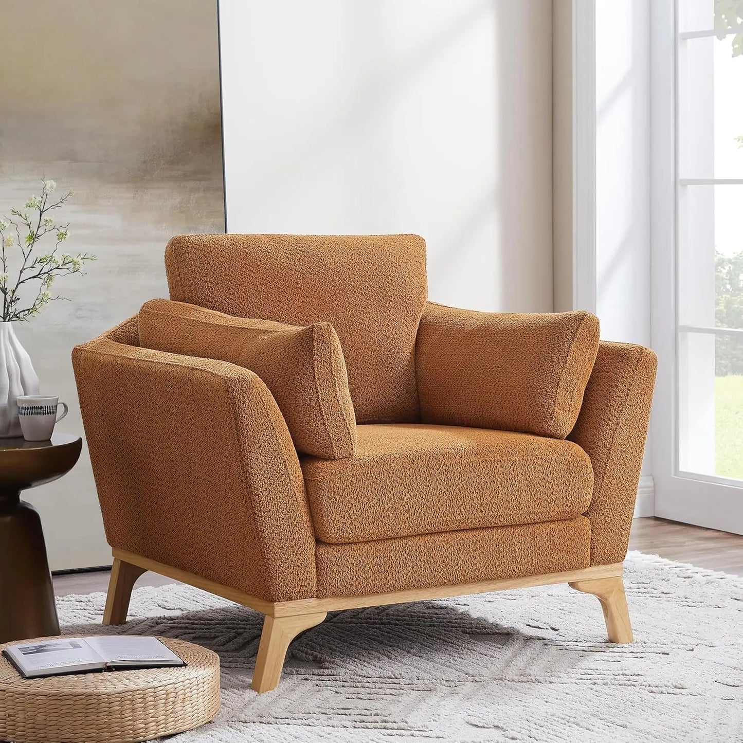 Boucle Upholstered Accent Chair For Living Room And Bedroom